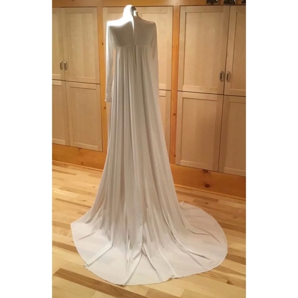 Vntg 70s Boho Beaded Victorian Long Train Dress 4 - Picture 5 of 8